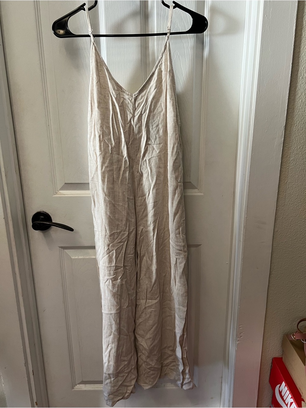Shinestar Natural Beige Linen-Blend jumpsuit